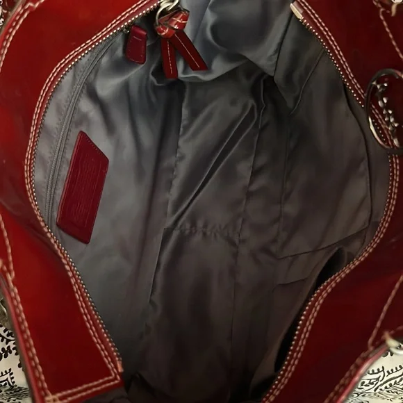 Coach Embossed Maroon Patent Leather Sexy Tote! - Picture 8 of 10